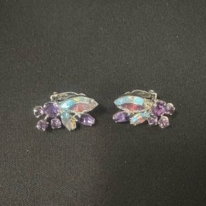 Sherman Vintage Clip On Purple Earrings